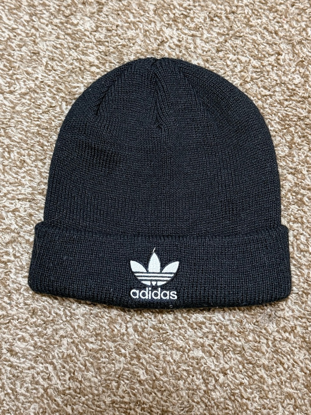 Adidas Originals Black Trefoil Logo Cuffed Knit Beanie